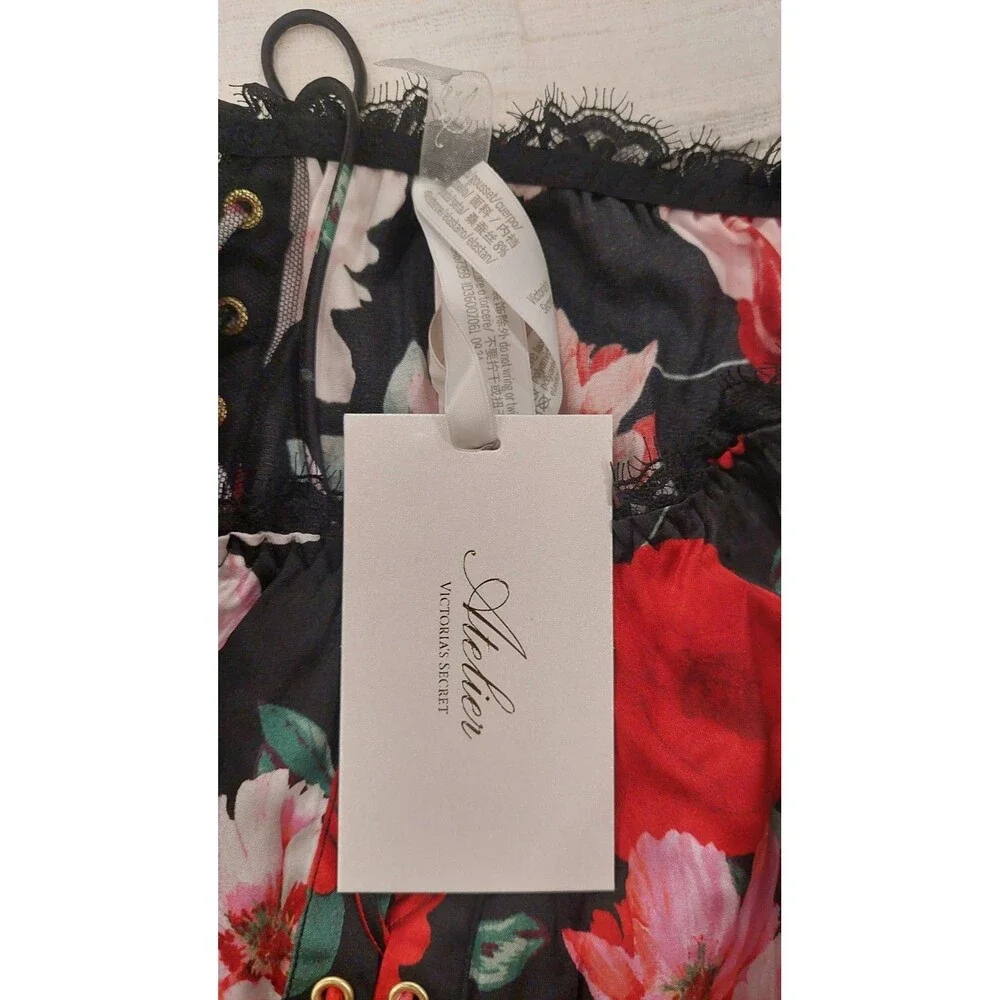 $150 VICTORIA'S SECRET ATELIER SILK LACE TRIM HIGH WAIST BRIEF PANTY S NEW W/T